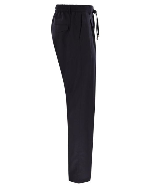 Peserico Blue Virgin Wool Trousers for men