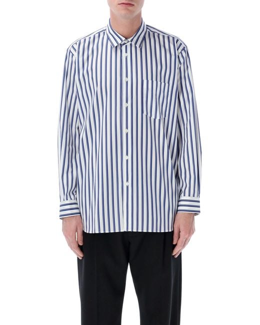 Comme des Garçons Blue Striped Cotton Shirt for men