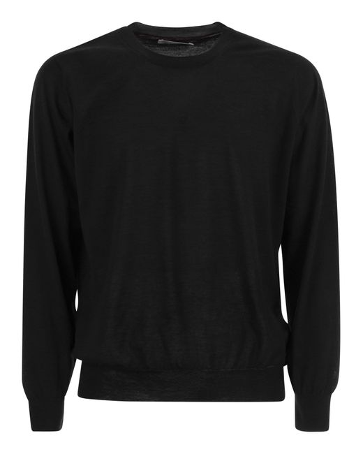 Brunello Cucinelli Lichtgewicht Cashmere En Silk Crew Neck Sweater in het Black
