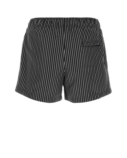 Dolce & Gabbana Gray Printed Polyester Swimming Shorts for men