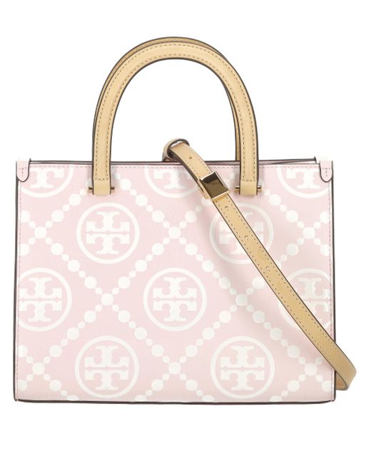 Tory Burch T Monogram Square Tote Tas in het Pink