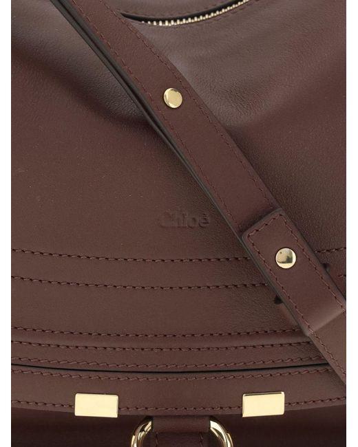 Chloé Brown Chloé Marcie Small Leather Shoulder Bag