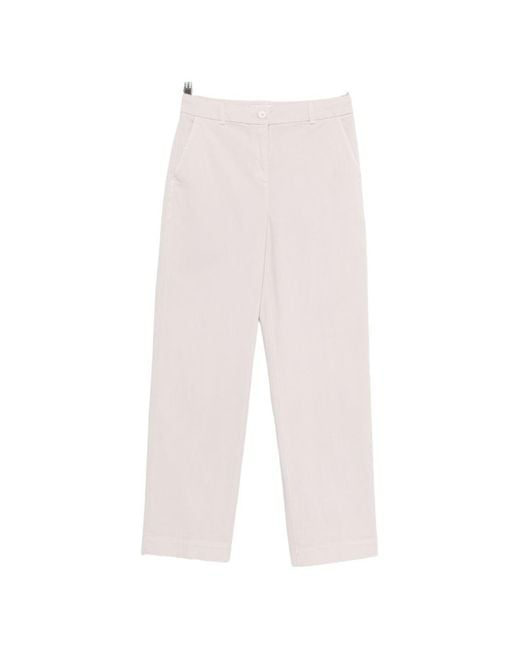Via Masini 80 White Trousers Cotton