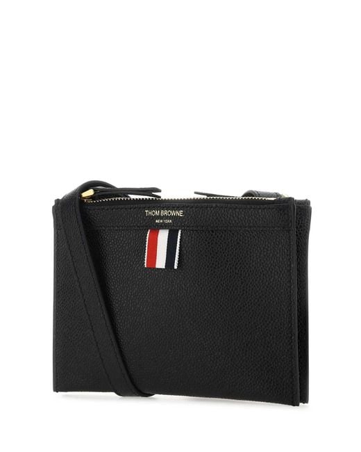 Thom Browne Black Leather Mini Document Holder for men