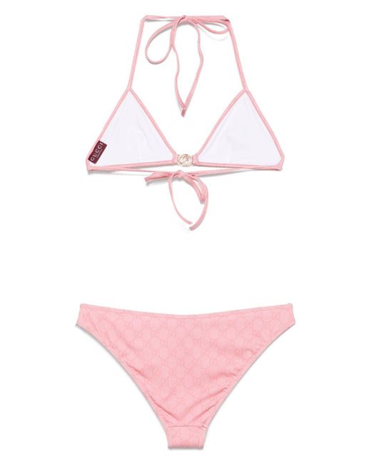 Gucci Pink Gg Triangle Bikini Set