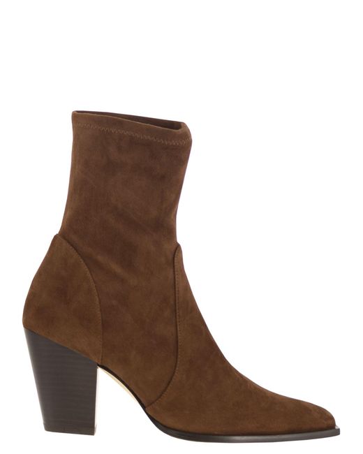Jolene Suede Botkle Stuart Weitzman en coloris Brown