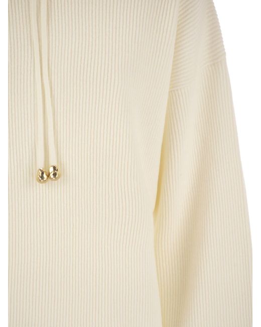 Fabiana Filippi Natural English Ribbed Hooded Sweater