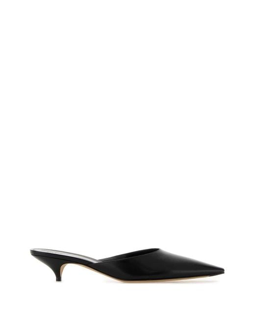 The Row White Leather Lisa Mules