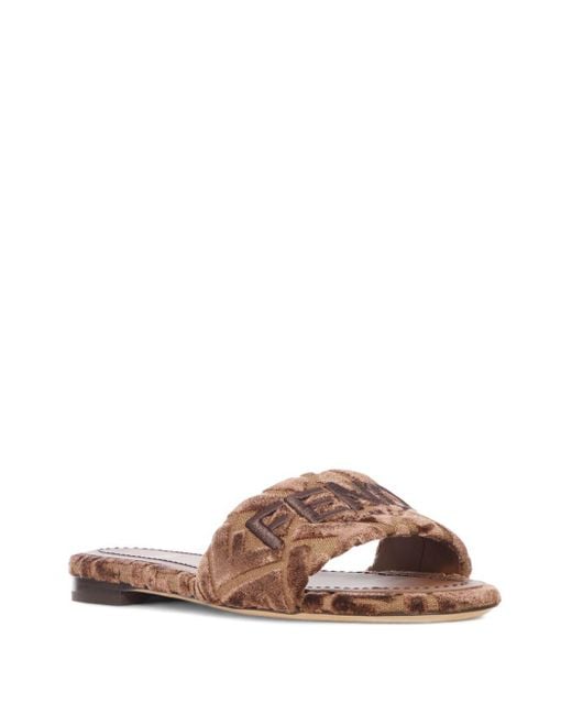 Fendi Brown Sunshine Slide Sandals
