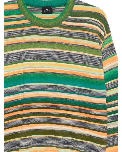 Paul Smith Green Striped Cotton Sweater for men