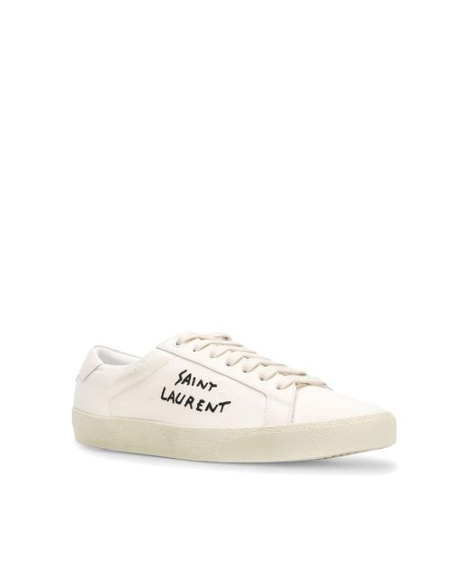 Saint Laurent White Canvas Logo Sneakers for men