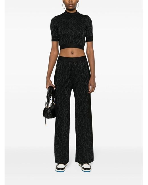 Palm Angels Black Knitted Flared Trousers