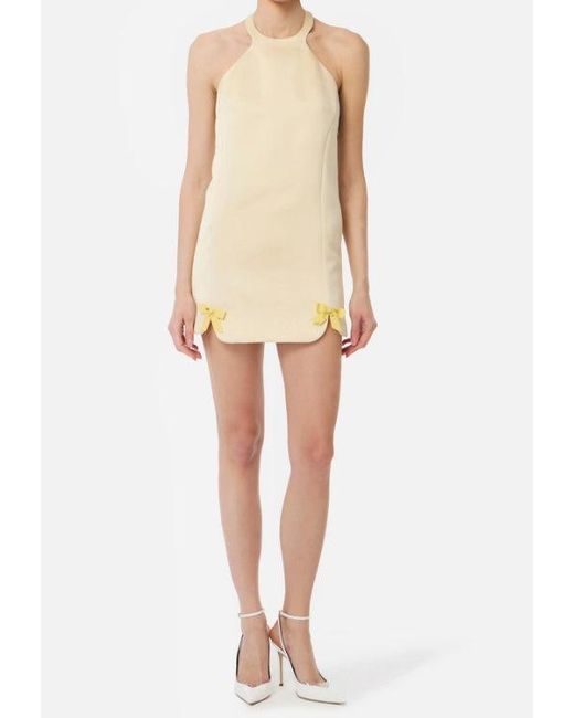 Elisabetta Franchi Jurk Met Satijnen Bogen in het Natural
