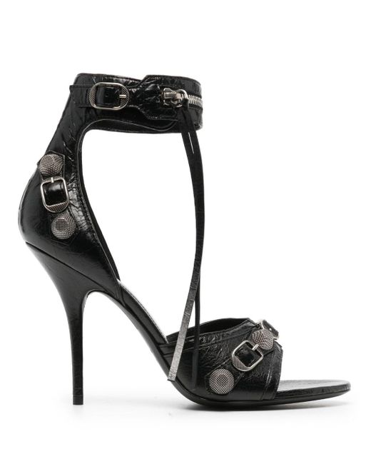 Balenciaga Black Cagole 110Mm Leather Sandals