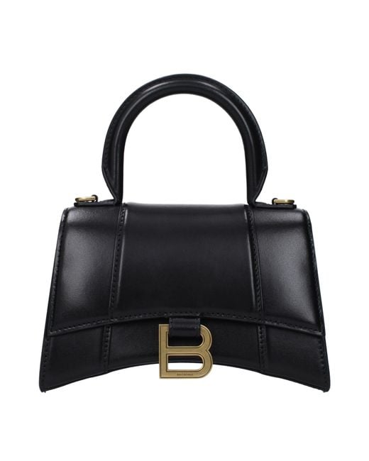 Balenciaga Black Borse A Mano Hourglass Donna Pelle Nero