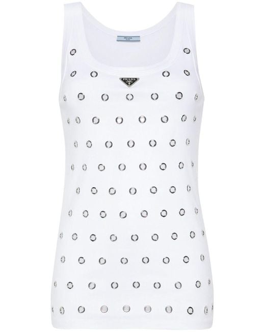 Prada White Cotton Tank Top