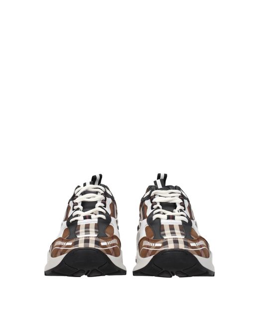 Burberry Multicolor Sneakers Uomo Tessuto Marrone/Betulla for men