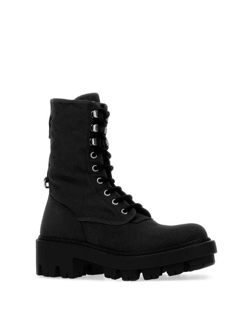 Prada Black Solid Lace Up Boot