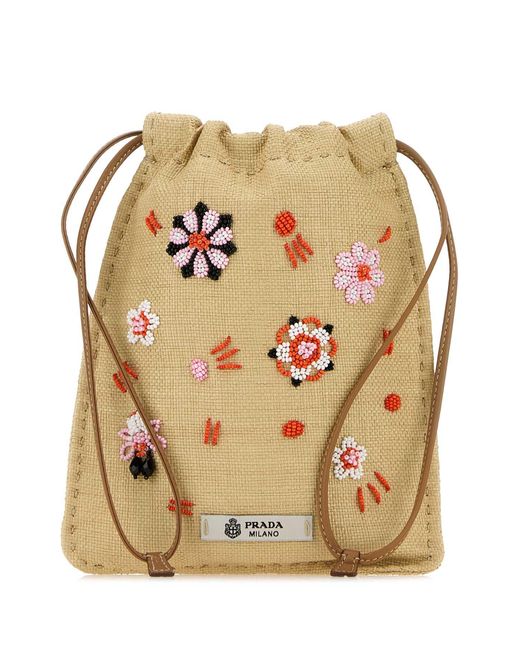 Prada Brown Canvas Phone Holder