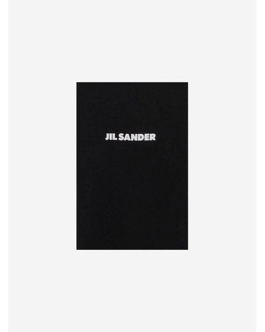 Jil Sander Black Cotton T-Shirt With Front Logo Print