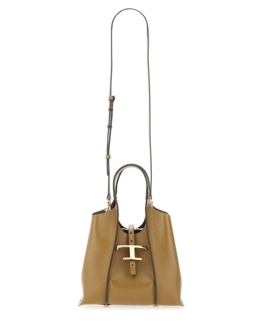 Tod's Brown "T Timeless" Mini Shopping Bag