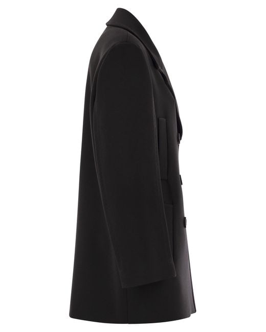 Max Mara Black Janzir Double Breasted Cady Caban