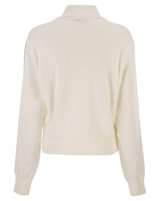 Autry Natural Viscose Sweatshirt With Zip And Side Stripes