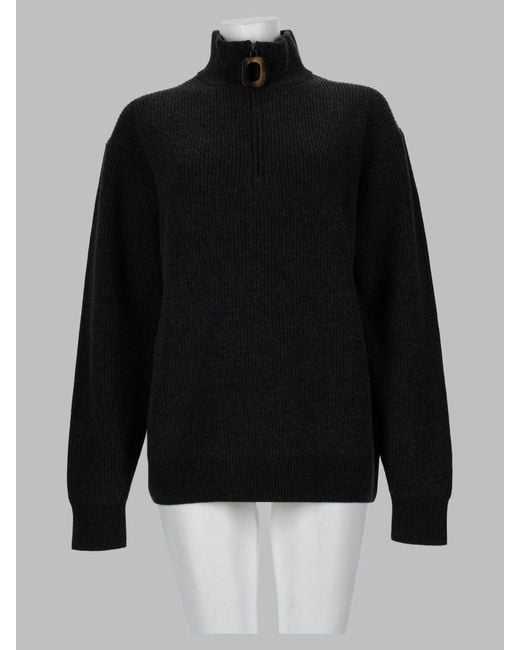 J.W. Anderson Black Wool & Organic Cotton Zip-Through Sweater