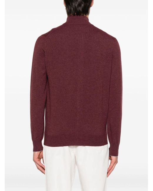 Brunello Cucinelli Purple Cashmere Zipped Cardigan for men