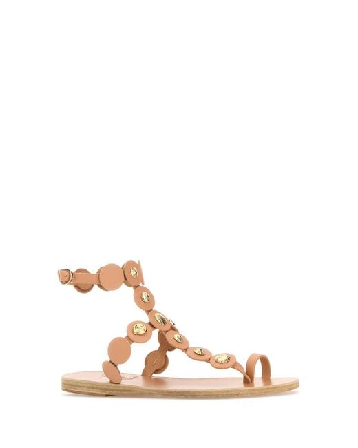 Ancient Greek Sandals Brown Peach Leather Thong Sandals