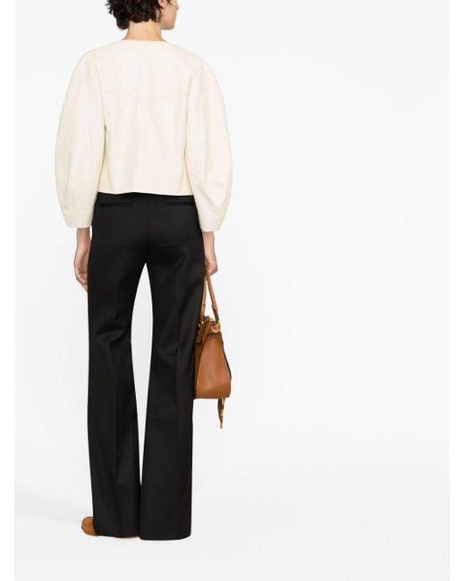 Chloé Black Flared Silk Blend Wool Trousers