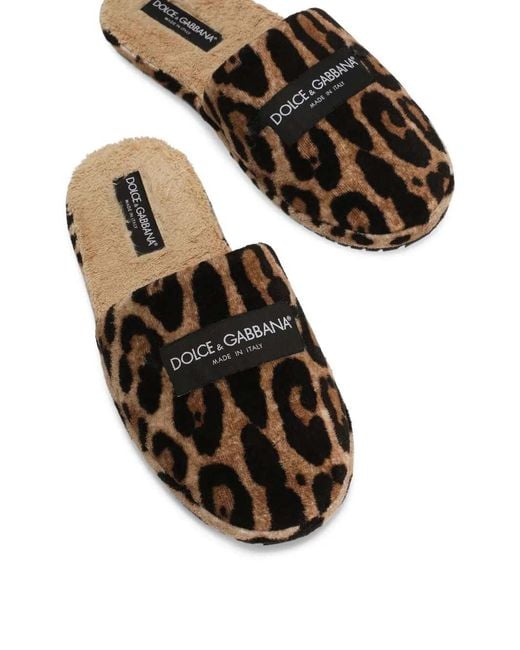 Dolce & Gabbana Brown Printed Slippers