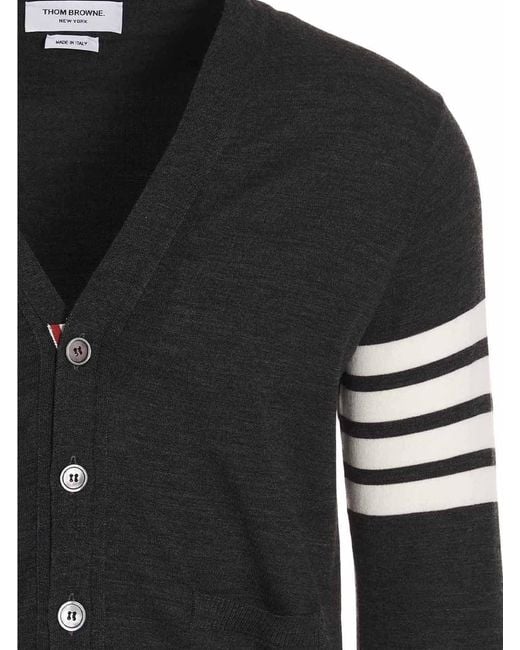 Thom Browne Merino Wool Cardigan in het Black voor heren