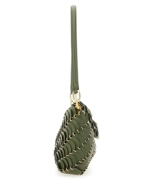 Rabanne Green Paco Disc Leather Shoulder Bag