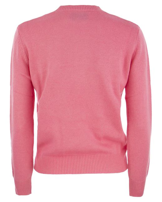 Wool e Cashmere Blend Jumper con ricamo Favolosa di Mc2 Saint Barth in Pink