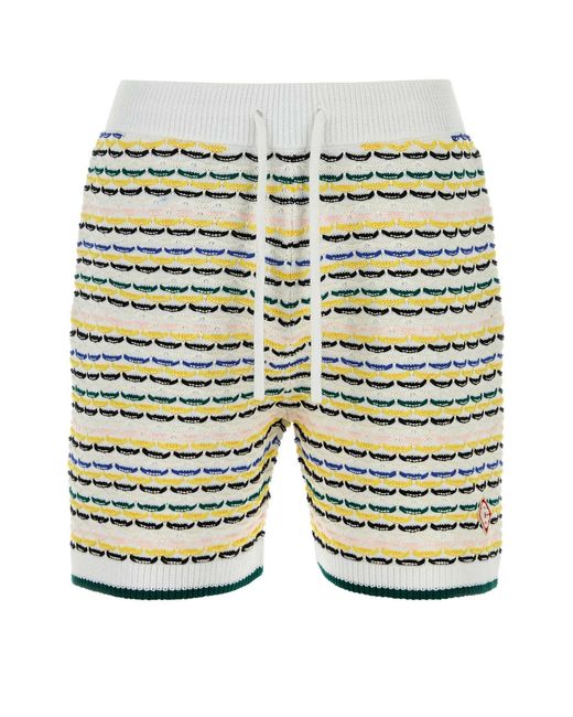 Casablanca Blue Embroidered Cotton Bermuda Shorts for men