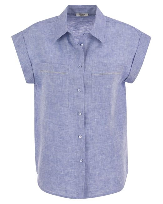 Camisa sin mangas de lino Peserico de color Blue