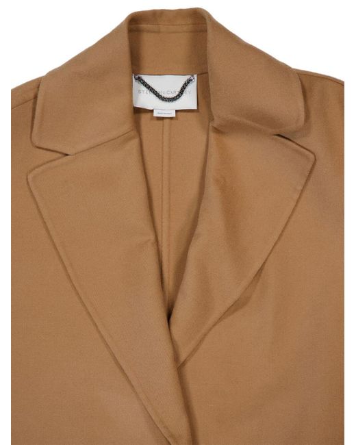 Stella McCartney Wol Double Breasted Coat in het Natural
