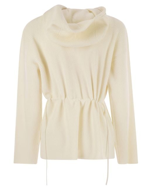 Fabiana Filippi Natural English Ribbed Hooded Sweater