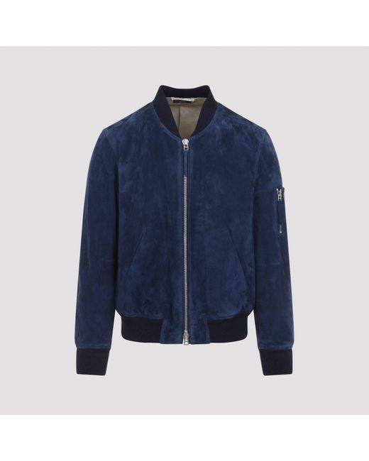 Tom Ford Blue Soft Suede Bomber