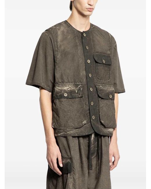 Uma Wang Natural Vest With Flap And Button Pocket