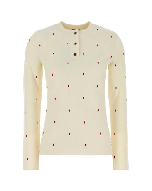 Bottega Veneta Natural Embroidered Cotton Blend Sweater