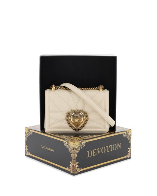 Dolce & Gabbana Medium Devotion Bag In Gewatteerd Nappa -leer in het Natural