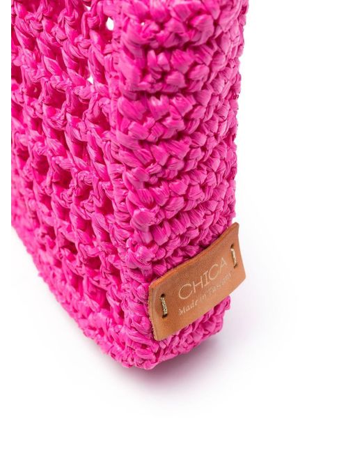 Chica Naxos Straw Handtas in het Pink