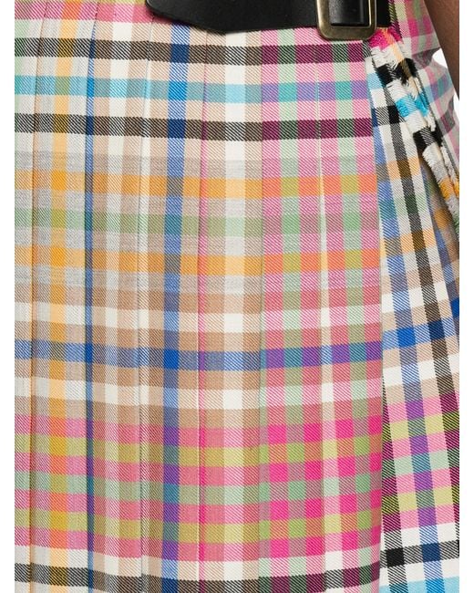Vivienne Westwood White Plaid Skirt With Frayed Hem