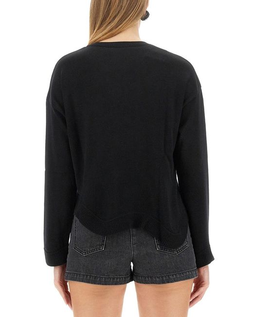 Moschino Black Cropped Wool Jersey Sweater