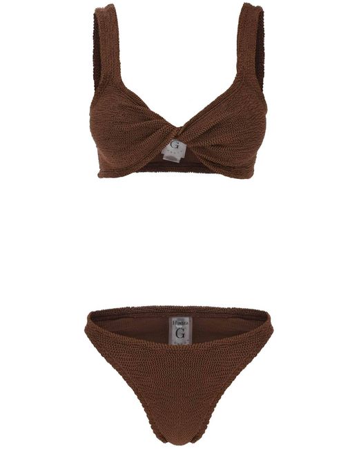 Juno Metallic Effect Bikini Set Hunza G de color Brown