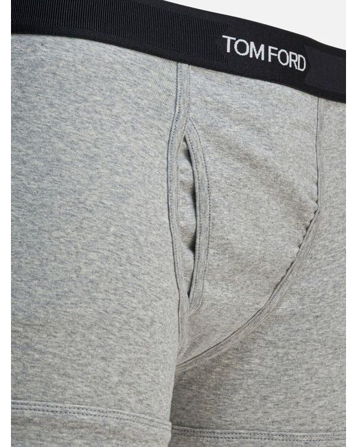 Tom Ford Gray Cotton Boxer Shorts With Logo for men
