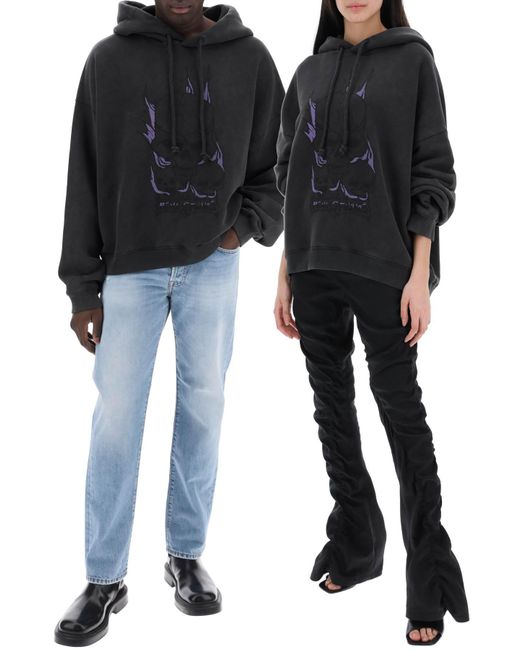 Acne Black Mit Kapuze -Sweatshirt mit Grafikdruck