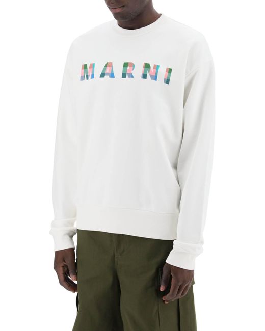 Marni Sweatshirt mit kariertem Logo in White für Herren